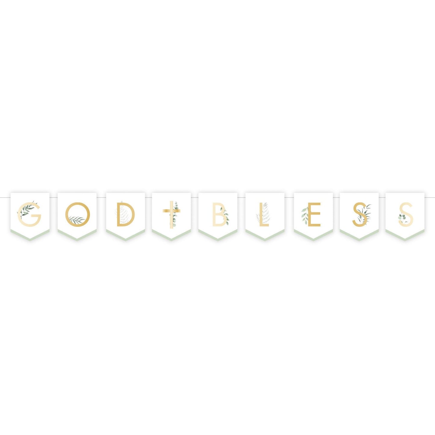 Botanical Celebration God Bless Pennant Banner