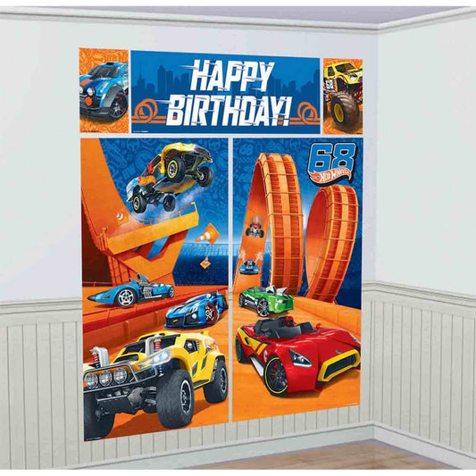 Hot Wheels Wild Racer Scene Setter Wall Decorations Kit - Plastic