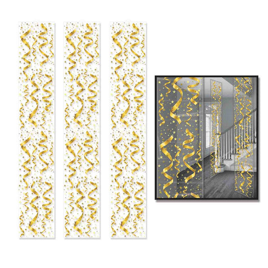 Party Panels Gold Streamers & Stars Hanging Decorations