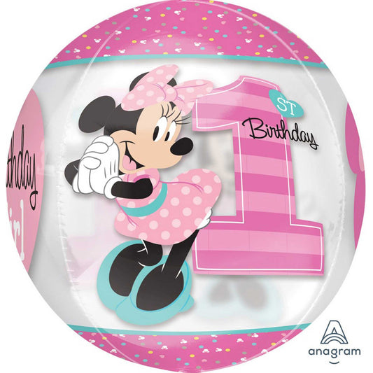 Orbz XL Minnie 1st Birthday Clear