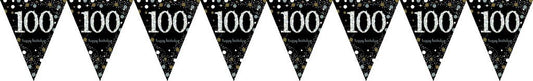 Sparkling Celebration 100 Prismatic Pennant Banner - Plastic