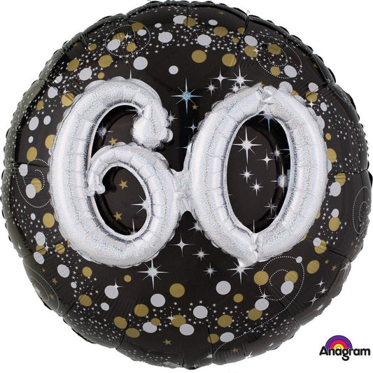 Multi-Balloon Holographic Sparkling Birthday 60