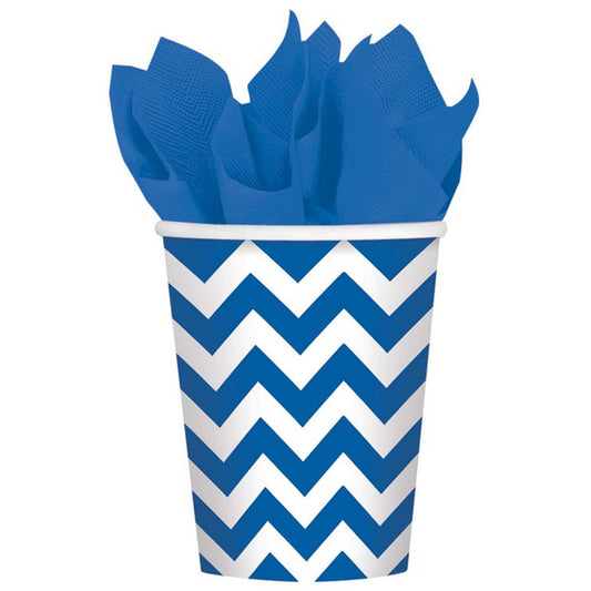Chevron 266ml Cups Bright Royal Blue