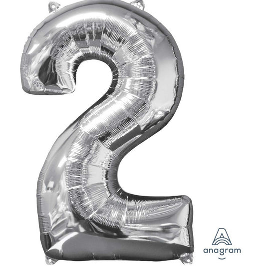 Mid-Size Shape Silver Numeral 2.