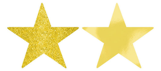 Solid Star Cutouts Foil & Glitter -  Gold
