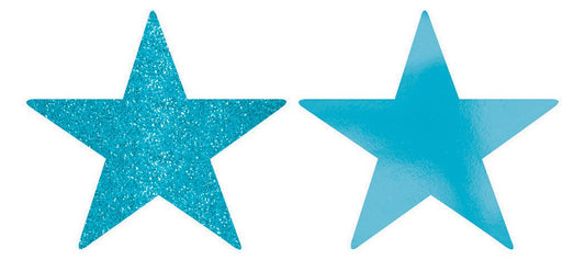 Solid Star Cutouts Foil & Glitter -  Caribbean Blue