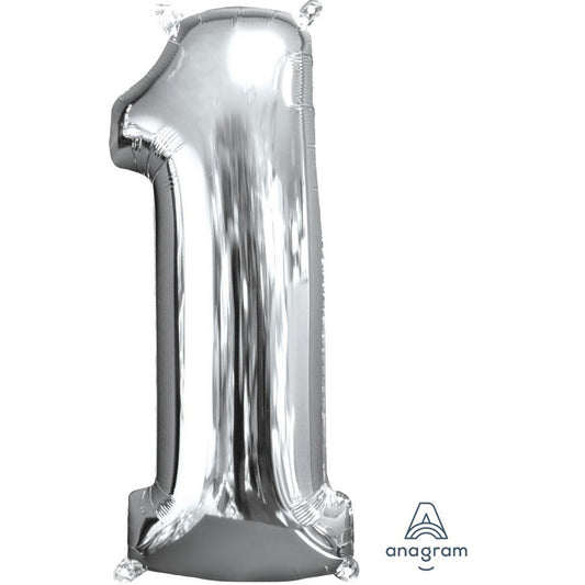 Mid-Size Shape Silver Numeral 1.