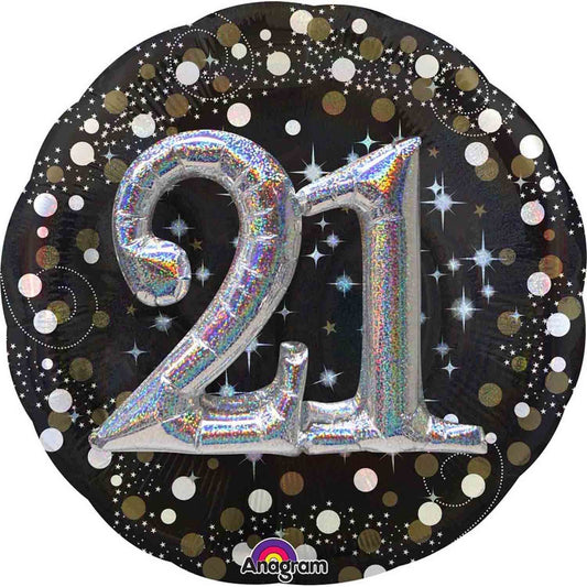 Multi-Balloon Holographic Sparkling Birthday 21