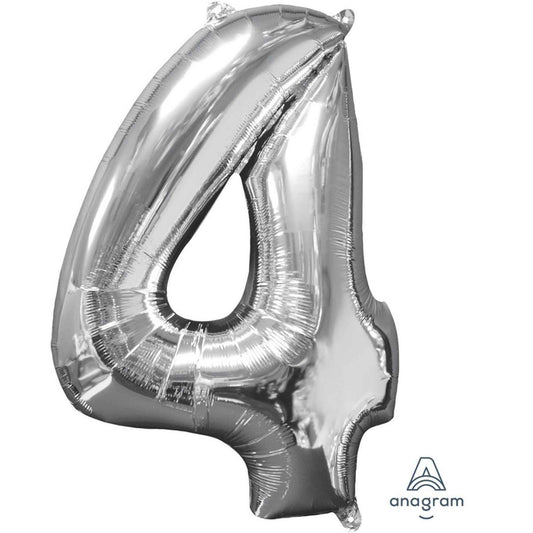 Mid-Size Shape Silver Numeral 4.
