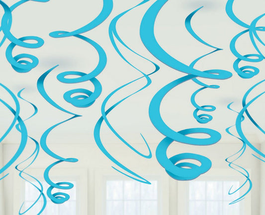 Plastic Swirl Decorations - Caribbean Blue