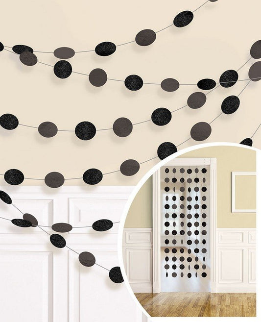 String Decorations Glitter Round  Jet Black