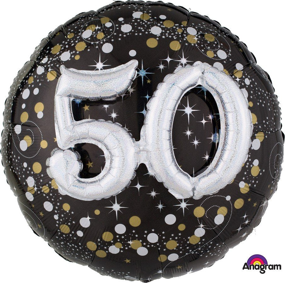 Multi-Balloon Holographic Sparkling Birthday 50
