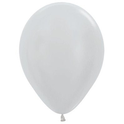 Sempertex 30cm Satin Pearl Silver Latex Balloons 481, 100PK
