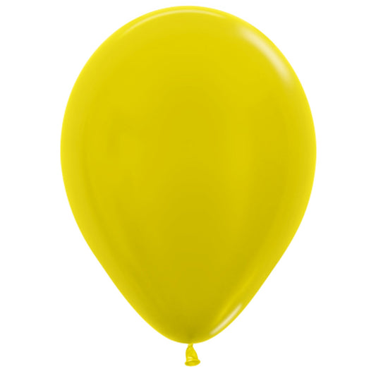 Sempertex 30cm Metallic Yellow Latex Balloons 520, 100PK