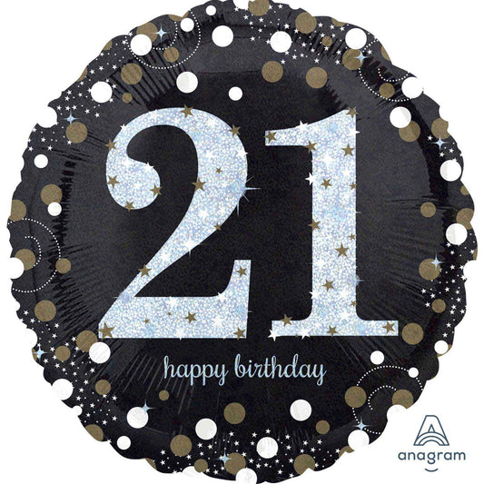45cm Standard Holographic Sparkling Birthday 21