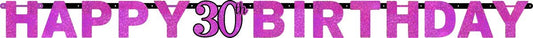 Pink Celebration 30 Prismatic Letter Banner