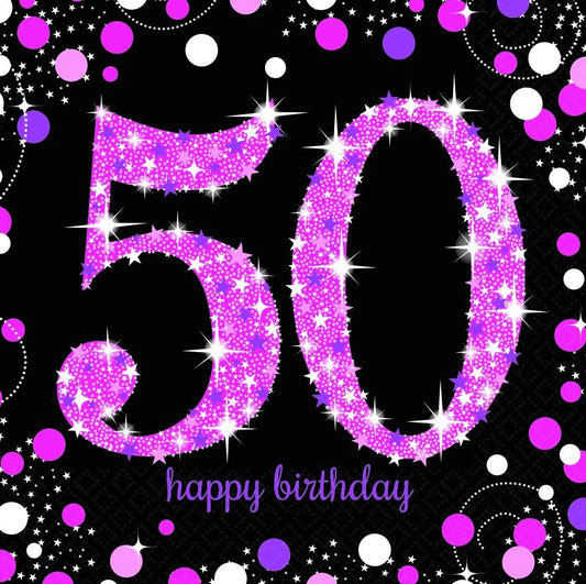 Pink Celebration 50 Lunch Napkins