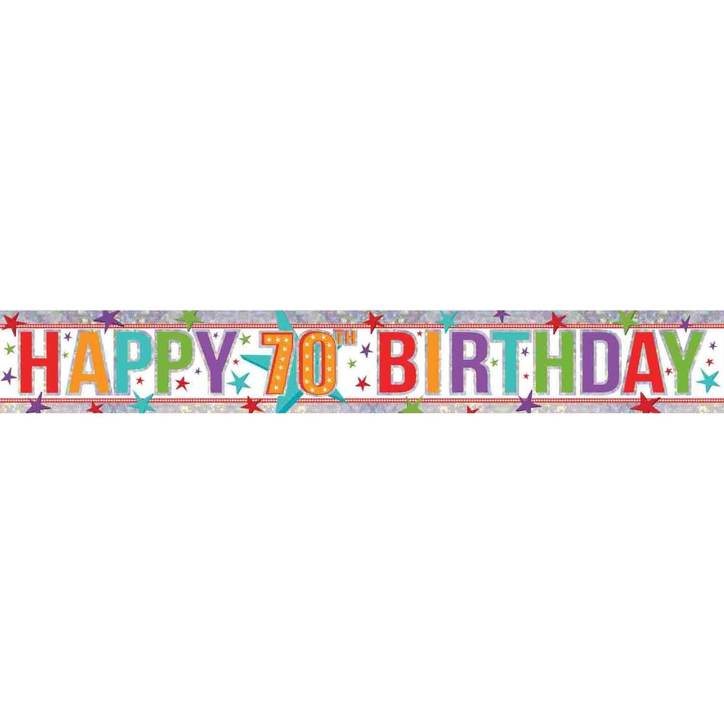Banner Holographic Happy Birthday 70th Multi