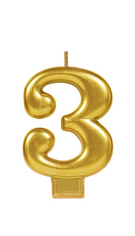 Candle Numeral Moulded Metallic Gold #3