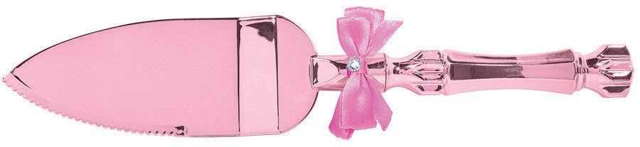 Cake Server Pink - Electroplated Plastic with Bow & Gem
