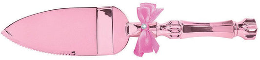 Cake Server Pink - Electroplated Plastic with Bow & Gem