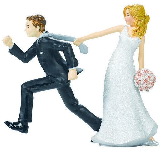 Cake Topper Bride & Groom Tie Puller Resin