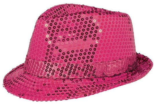 Fedora Sequin Hat - Hot Pink