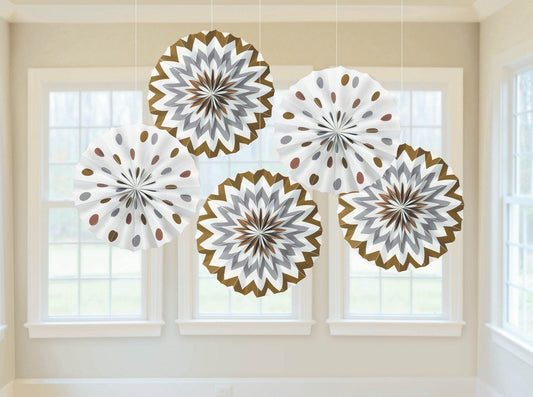 Fan Decorations Printed Paper  Mixed Metallic