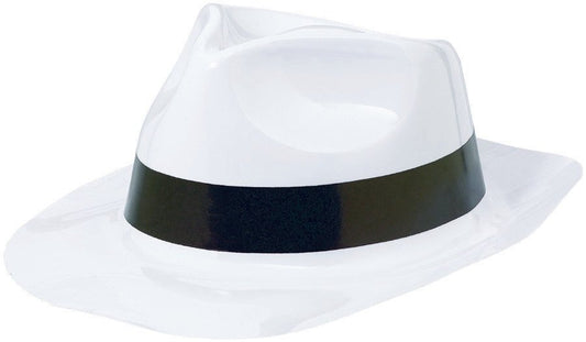 Classic 50s Fedora Hat White with Black Band