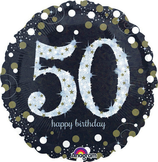 45cm Standard Holographic Sparkling Birthday 50