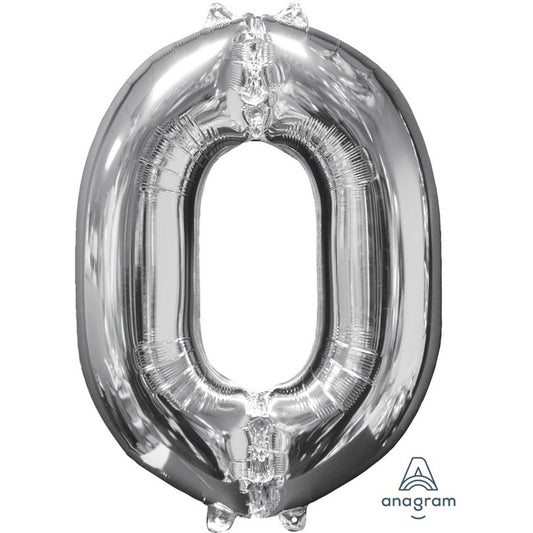 Mid-Size Shape Silver Numeral 0.