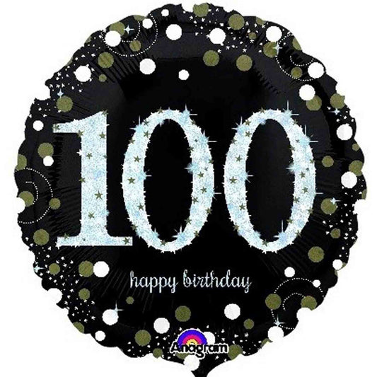 45cm Standard Holographic Sparkling Birthday 100