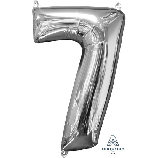 Mid-Size Shape Silver Numeral 7.