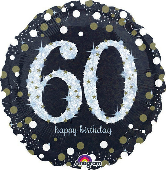45cm Standard Holographic Sparkling Birthday 60