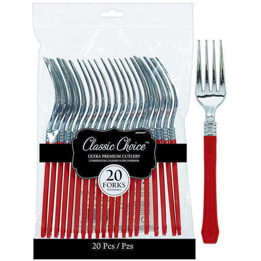 Premium Classic Choice 20 Pack Fork Apple Red