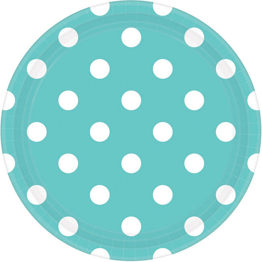 Dots 17cm Round Paper Plates Robin's Egg Blue