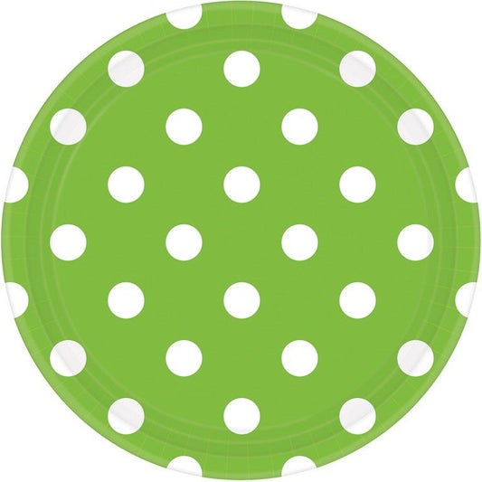 Dots 23cm Round Paper Plates Kiwi
