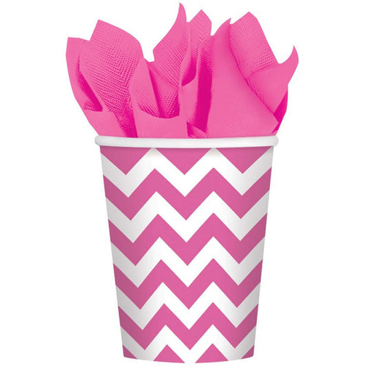 Chevron 266ml Cups Bright Pink