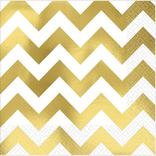 Premium Chevron Gold Hot-Stamped Lunch Napkins