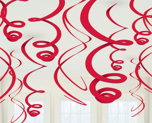 Plastic Swirl Decorations - Apple Red