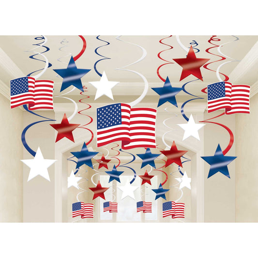 Patriotic Mega Value Pack Foil Swirl Decorations