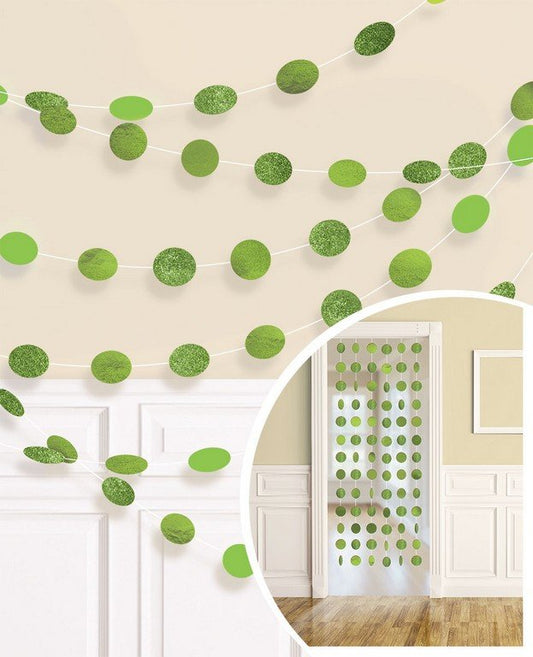 String Decorations Glitter Round  Kiwi