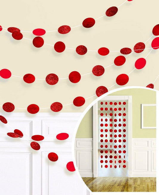 String Decorations Glitter Round  Apple Red