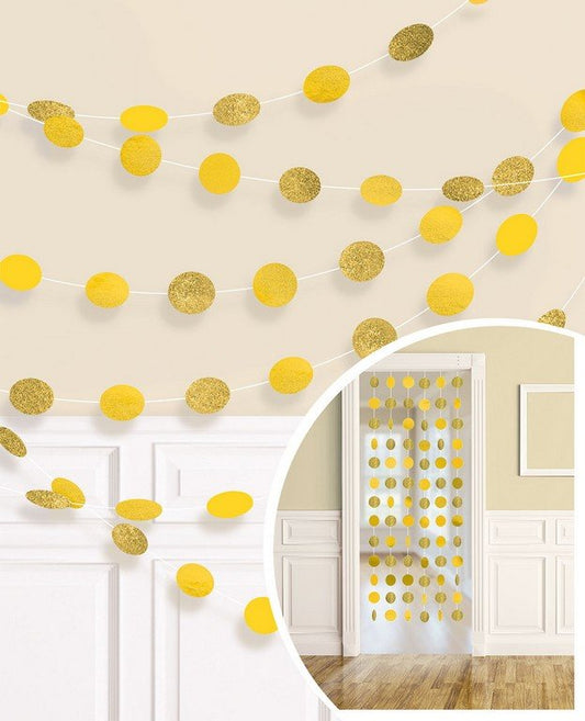 String Decorations Glitter Round  Yellow Sunshine