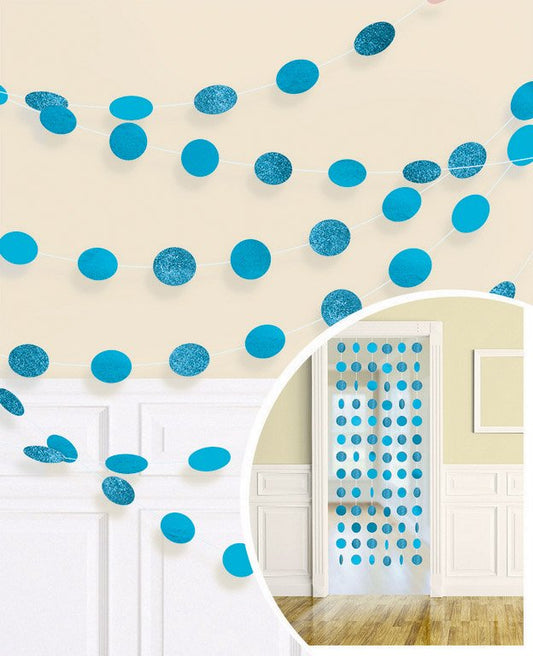 String Decorations Glitter Round  Caribbean Blue