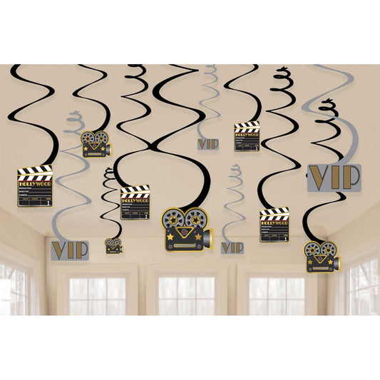 Lights Camera Action! Spiral Swirls Hanging Decorations Hot-Stamped