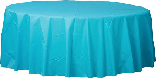 Plastic Round Tablecover-Caribbean Blue