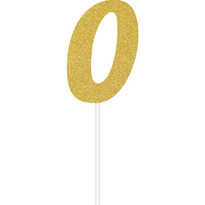 Cake Topper Number 0 Gold Glittered