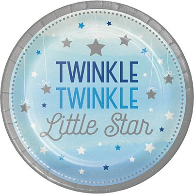 One Little Star Boy Lunch Plates Twinkle Twinkle Little Star Paper 18cm