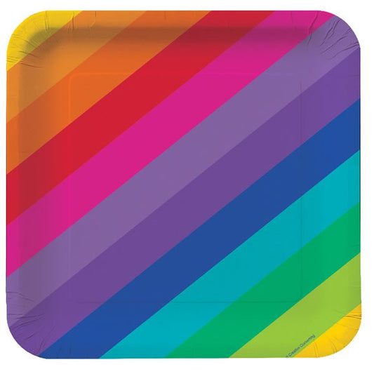 Rainbow Lunch Plates Square Paper 18cm